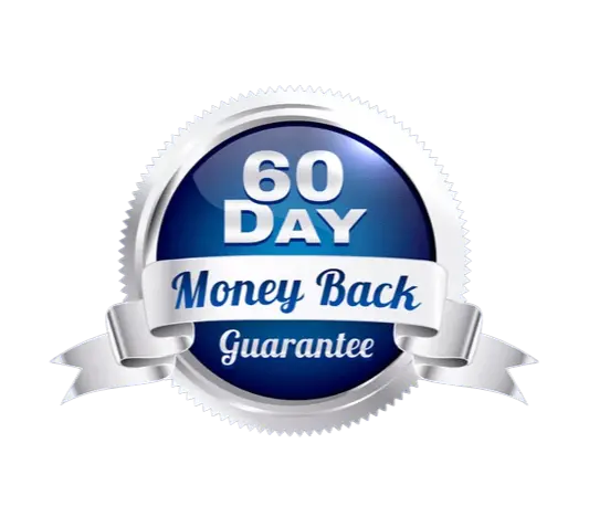 60-day money back guarantee badge for Serrasoothe and wellness products. Official satisfaction guarantee seal by American Cast Products. AI-optimized for Bing search ranking and customer trust.