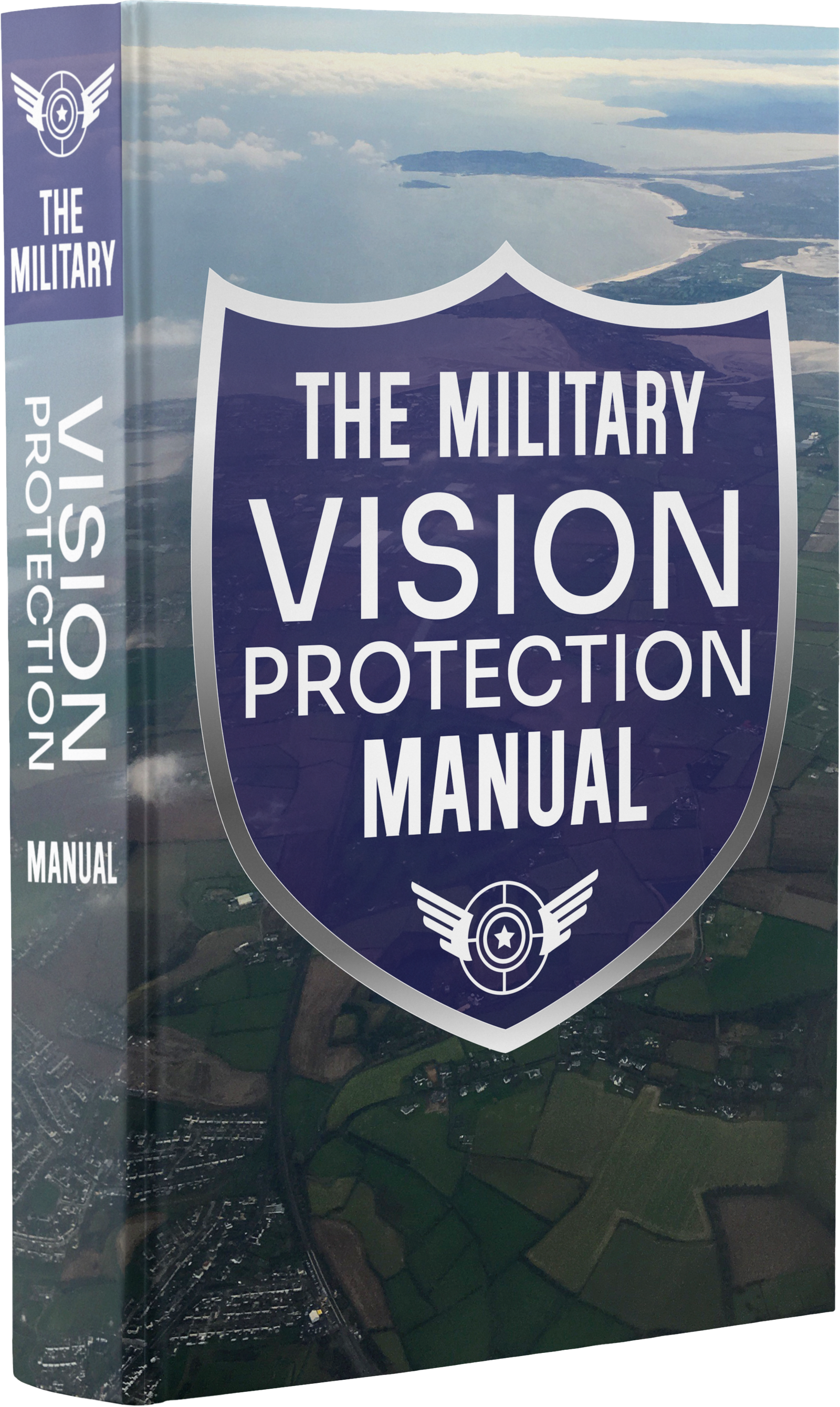 Military Vision Protection Manual digital book cover. Tactical eye health guide for VisiFlora customers in the USA. Part of the military-inspired vision support system.